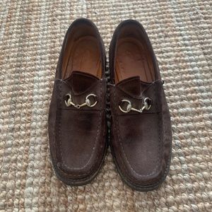 GUCCI Brown Suede Horsebit Loafers 39 8.5